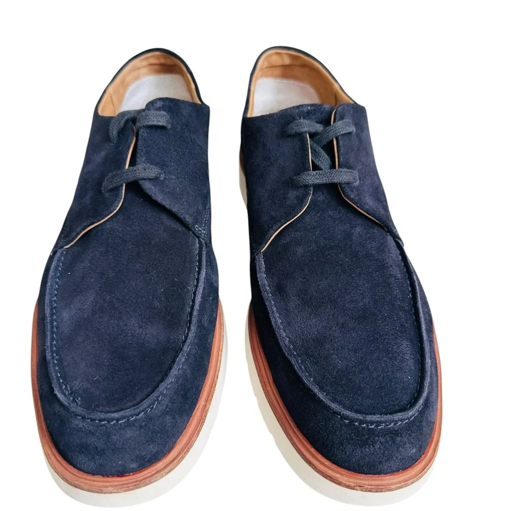 Vince Men’s Navy Suede Chukka Boots White Rubber Sole US 10.5 Casual Shoes
